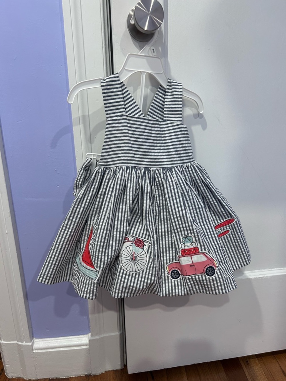 Savannah Black and White Striped Baby Sundress with Matching Bloomers